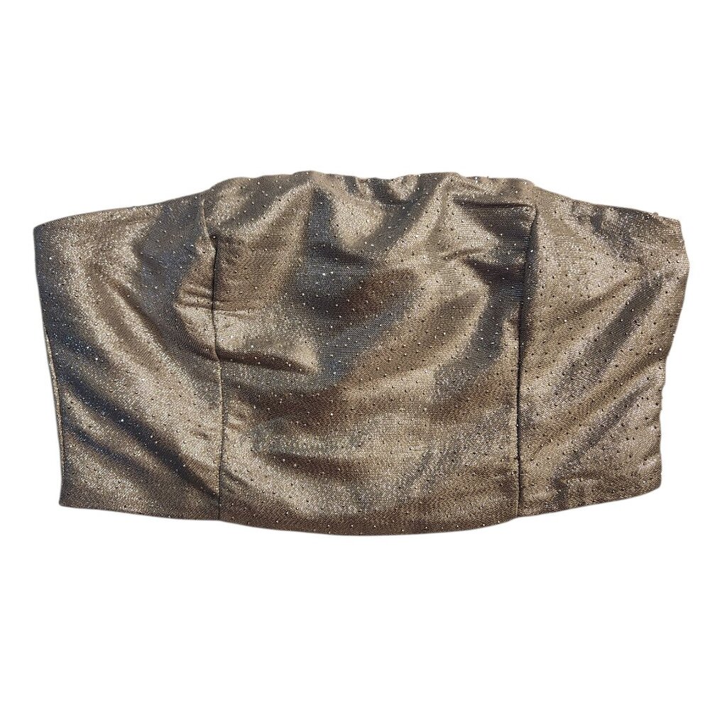 Apeach Crop Top Tube Top Silver Rhinetone Size M Embellished Zipper